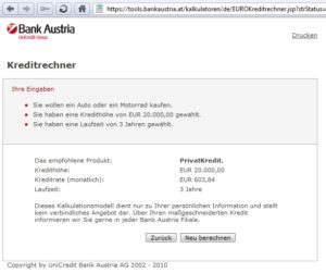 ergebnis-online-kreditrechner-bank-austria - Finanzen in ...